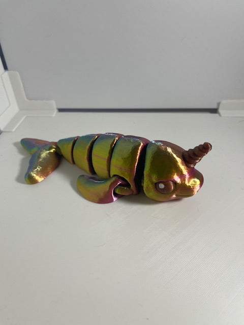 Narwhal articulating figurine in multi-color design